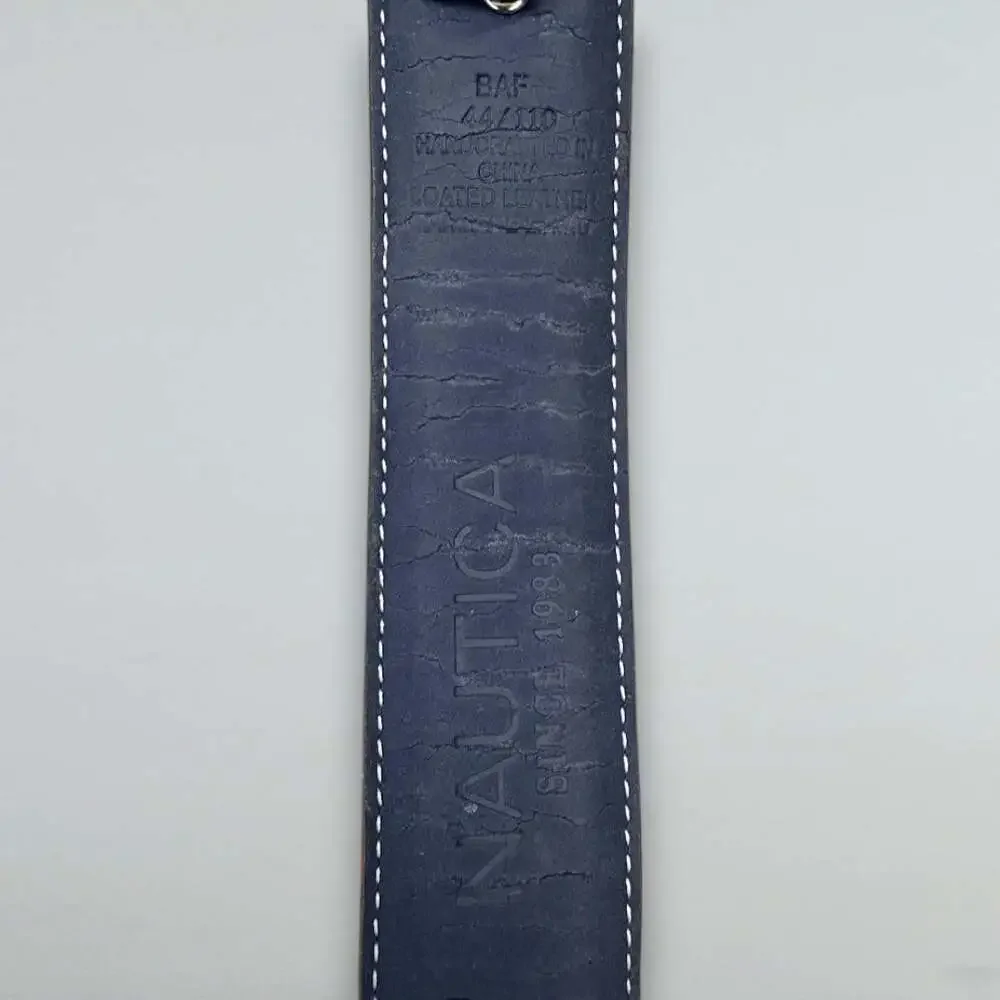 Brown Coated Leather Belt Silver Buckle Anchor Detail Size 44/110